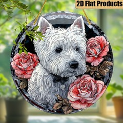 West Highland White Terrier with Roses Acrylic Suncatcher Dog Lover Decoration