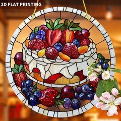 Colorful Fruit Cake Pattern Acrylic Sun Catcher Patio Corridor Hanging Decor