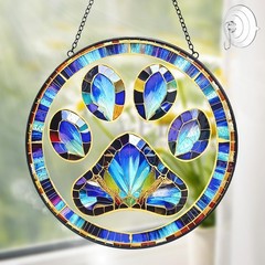 Paw Print Suncatcher Stained Glass Window Decor Handmade Pet Memorial Gift