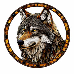 Wolf Suncatcher 8 Inch Faux Stained Glass Window Hanging Wildlife Decor Gift