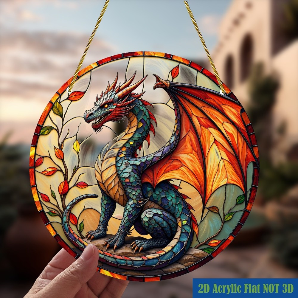 Colorful Dragon Acrylic Suncatcher Fantasy Theme Home Window Hanging Decoration