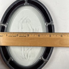 Vintage Leaded Beveled Etched Stained Glass Hummingbird Flower Oval 6×8
