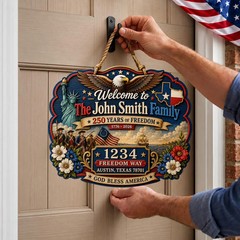 Personalized Texas USA 250th Wooden Sign with Rope