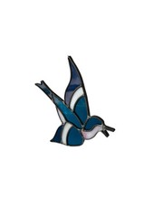 Vintage Stained Glass Bluebird Blue Jay Suncatcher 8×7