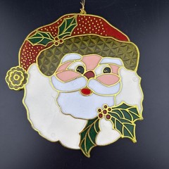 6- Vintage Christmas Stained Sun Catcher Hanging Decor Santa, Angel, Snowman