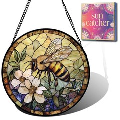 “Bee-Themed Sun Catcher – Faux Stained Glass Window Decor for Mother’s Day