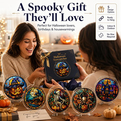 7.8 Inch Halloween Suncatcher, Skeleton Pumpkin Patch Decor | 7.8 Inch Acrylic H