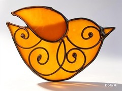 Streaky Orange Dove Handmade Stained Glass Bird Suncatcher Garden Ornament Gifts