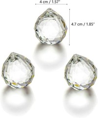 Set of 3 40mm Clear Glass Crystal Ball Suncatchers – Elegant Home Decor