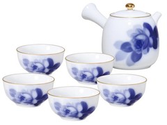 Okura Touen 8211 Blue Rose tea set From Japan