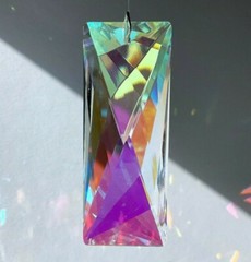 76mm Modern Rectangle Austrian Crystal Clear AB coated Prism SunCatcher 3″