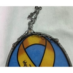 Glassmasters Support Our Troops Ribbon Stained Glass Suncatcher USA Patriotic