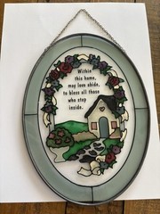 Oval 9″ X 6.5″ Stained Glass Welcome Sign Suncatcher Frame