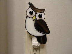 Stained Glass Owl Night Light, Handmade Owl Lamp, Rustic Owl Decor
