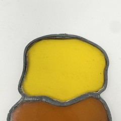 Vintage Stained Glass Sun Catcher Ice Cream Scoop Cone Large Orange Yellow Brown
