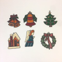 Lot of 6 Vintage Christmas Winter Holiday Suncatchers Lightcatchers Multi Color