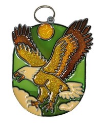 Bald Eagle Suncatcher Glittery Sparkle Gold Green 5 x 4″ Window Sun Catcher