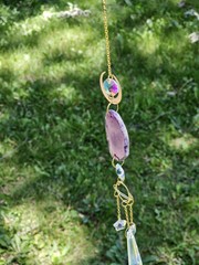 Colorful Crystal Suncatcher Window Hanging Chains Prism Beads with Agate Slices