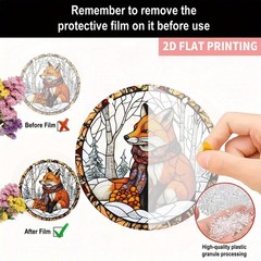 Scarfed Fox Winter Acrylic Suncatcher Cozy Rustic Boho Window Wall Hanging Decor