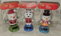Holiday Style Christmas SOLAR Dancing Bobbler Lot Of 3 Santa Snowman Bear NEW!