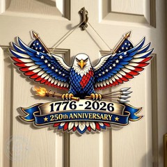 America Patriotic Eagle Wall Sign with Rope USA Home Decor Art