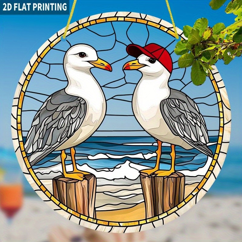 Coastal Seagull Acrylic Suncatcher Beach Vibe Garden Patio Living Room Decor