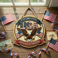 Years USA Wall Sign with Rope