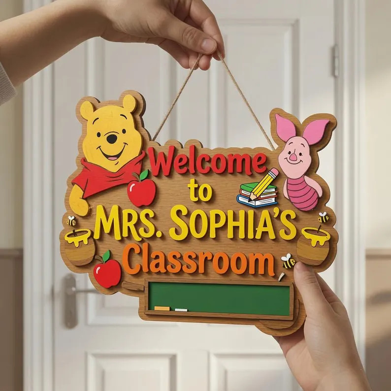 Personalized Honey Bear Wall Sign with Rope