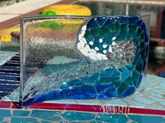 fused glass ocean wave artwork – 5×9.25 inches