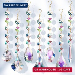 Sun Catchers for Windows Hanging, 7 Pcs Colored Crystals Suncatchers Prisms Glas
