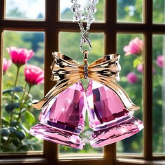 Shimmering Crystal Bell Hanging Ornament, Rainbow Maker Window Garden Home Decor