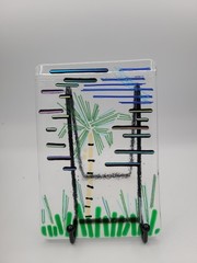 Dichroic Art Glass Hanging Sun Catcher Fused Glass Palm Tree