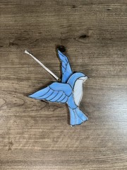 Stained Glass 3D Bluebird Window Hanging Sun Catcher (7” x 5.5”)