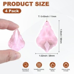 4PCS Crystal Maple Leaf Prisms, 38mm/1.5″ Pendant Hanging [Pink]