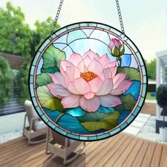 Lotus Suncatcher Double Sided Round Acrylic Wall Art Decor