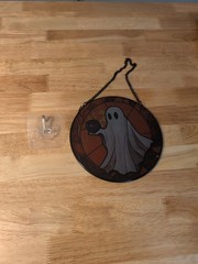 ghost themed stained glass suncatcher Halloween