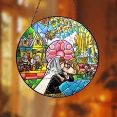 Personalized Disney Up Carl and Ellie Wedding Suncatcher, Anniversary or Wedding