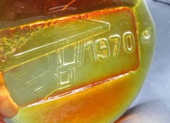 Blenko Glass Tangerine 8.25 inch Suncatcher Amberina Dated 1970 Mystery Design
