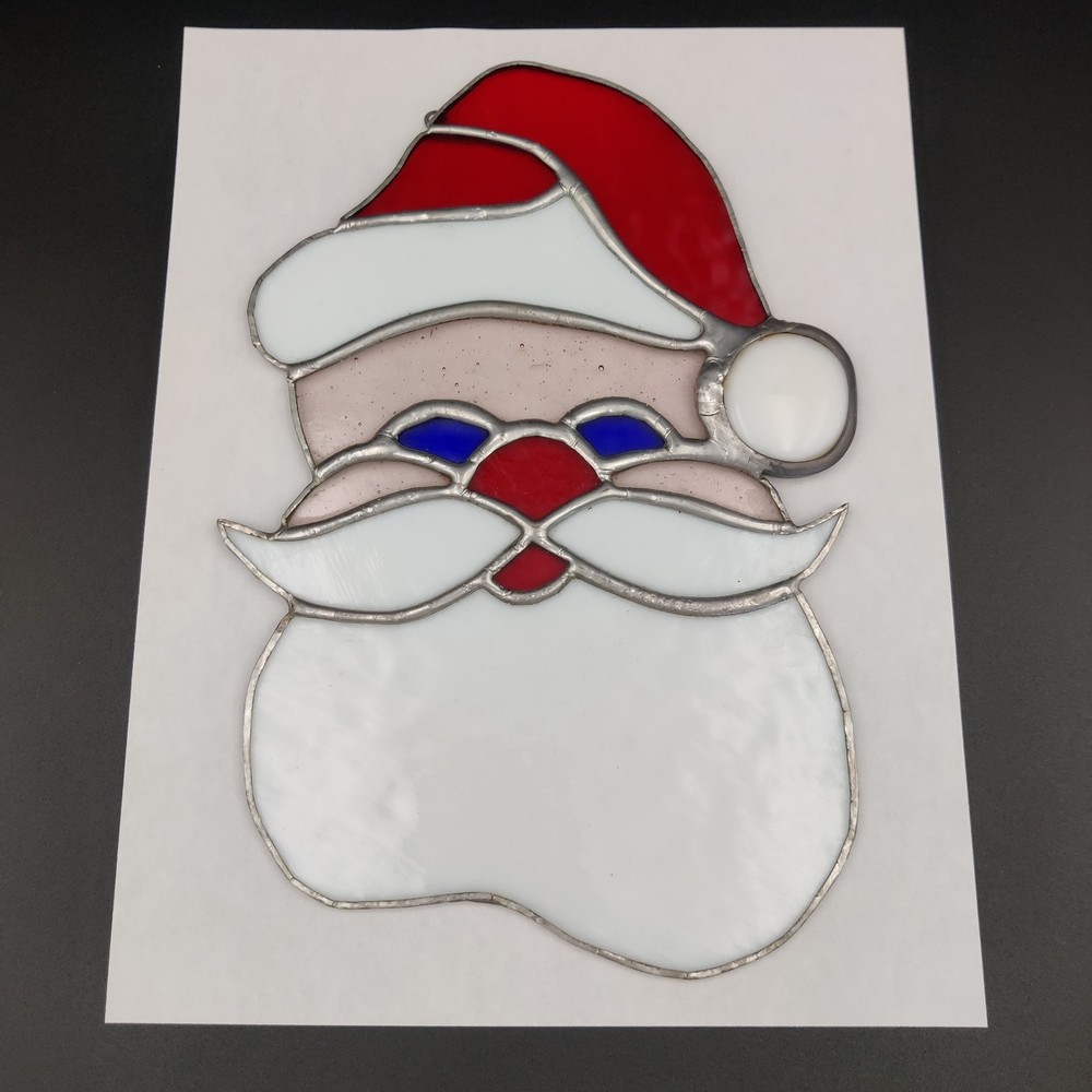 Vintage Stained Glass Santa Claus Suncatcher Christmas Holiday Decor
