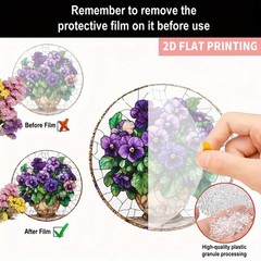 Vibrant Pansy Bouquet Acrylic Suncatcher Romantic Elegant Home Wall Decor Gift