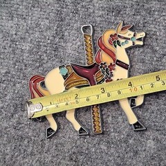 Vintage Stained Glass Unicorn Suncatcher Ornament Lot of 2 Carousel Flowers