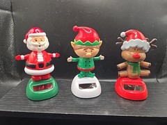 Lot of 3 Solar Powered Dancing Figures Christmas Santa Elf Reindeer