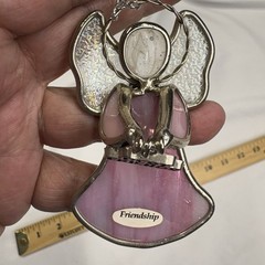 Ganz Stained Glass Best Friends Angel Pink Iridescent Ornament Rear View Mirror