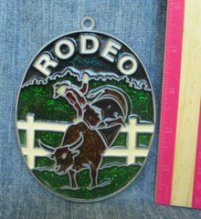 Vintage Suncatcher RODEO Ornament Stained Glass Acrylic Metal SAL1