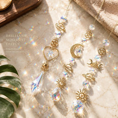 3 Pack Crystal Suncatchers for Windows with Chain Rainbow Maker Hanging Crystal