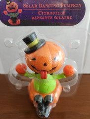 Solar Dancing Pumpkin Black Hat Halloween Holiday Winter Bobble Head Tongue Move