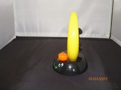 Solar Halloween Witch Green Face Hands Orange Broom Yellow Moon swinging