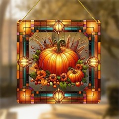 Thanksgiving Pumpkin Acrylic Suncatcher Colorful Autumn Window Hanging Ornament