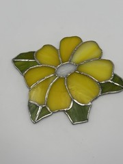 Yellow Flower Suncatcher Stained Glass 8”
