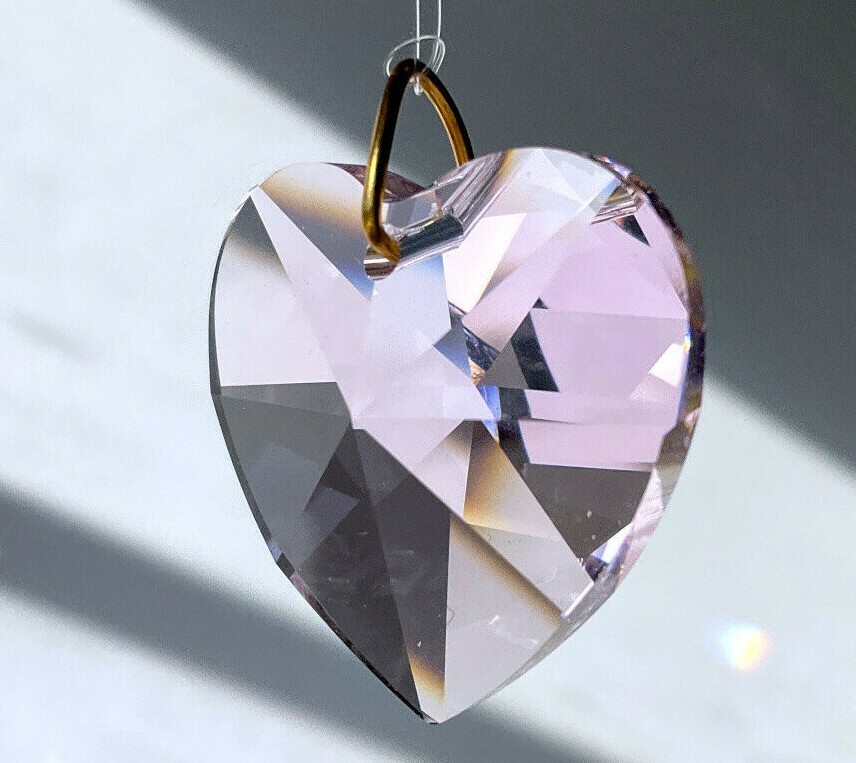 Swarovski 6202-28mm Rose Pink Heart Crystal Pendant Prism 1-1/8″
